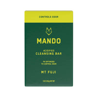 yellow green Bar of Mando 4-in-1 acidified cleansing bar in Mt Fuji scent with white background 