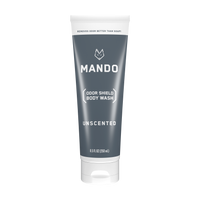 grey tube of Mando body wash in unscented 