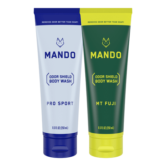 set of yellow green bar of Mando mt fuji  body wash and blue bar of Mando Pro sport body wash
