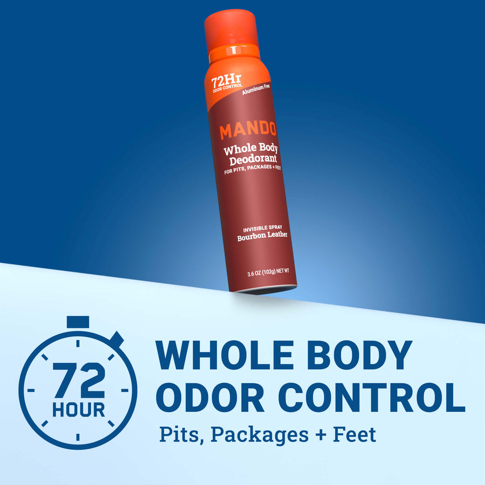 Red-can-spray-deodorant-bourbon-leather-invisible-spray-orange-top-aluminum-free-72-hour-whole-body-odor-control