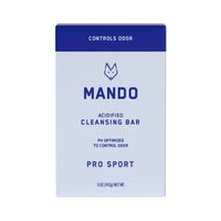 Bar of Mando 4-in-1 acidified cleansing bar in Pro Sport scent with white background