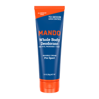 blue tube of Mando Invisible cream deodorant in pro sport scent with white background 