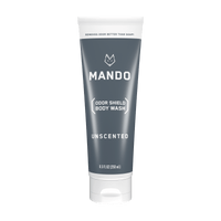 grey tube of Mando body wash in unscented 