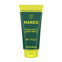 yellow green tube of Mando mini body wash in mt fuji scent