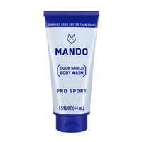 blue tube of Mando mini body wash in pro sport scent